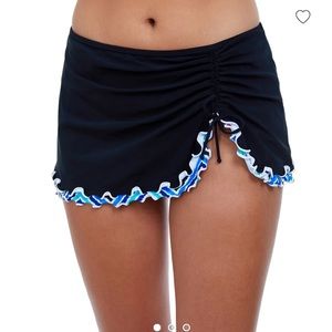 Profile by Gottex Plus size NEW with tags ruffle swimsuit bottom blck blue Sz 24